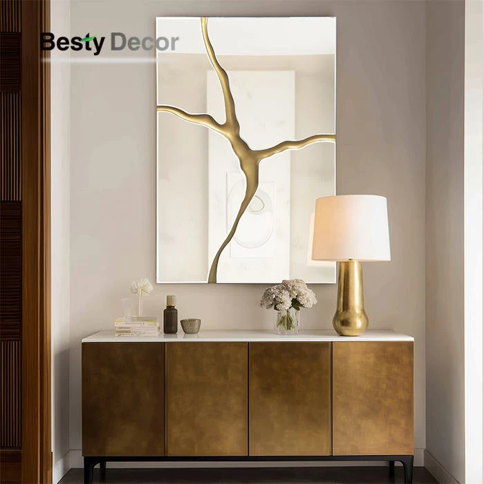 Modern Gold Decorative Frameless Beveled Mirror
